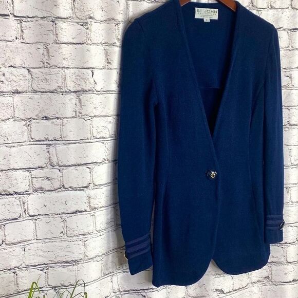 St. John Collection By Marie Gray Women's Classic Collarless One-button Blazer J - Picture 2 of 13